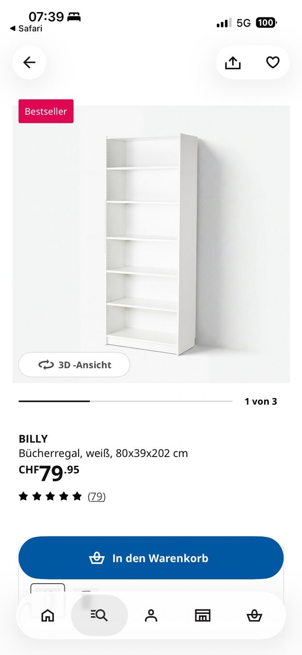 Ikea Regale: Bücherregal Billy von Ikea weiss – Gebraucht aus Zuzwil SG von jea_lh9m 1