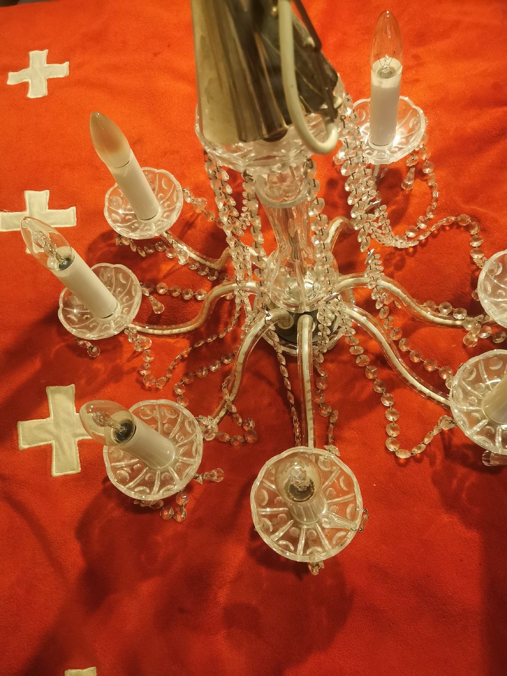 Lampadari & plafoniere: Rustikaler Glas Kronleuter mit Glasgirlanden – Usato da Mellingen venduto da fra_g7y8 3