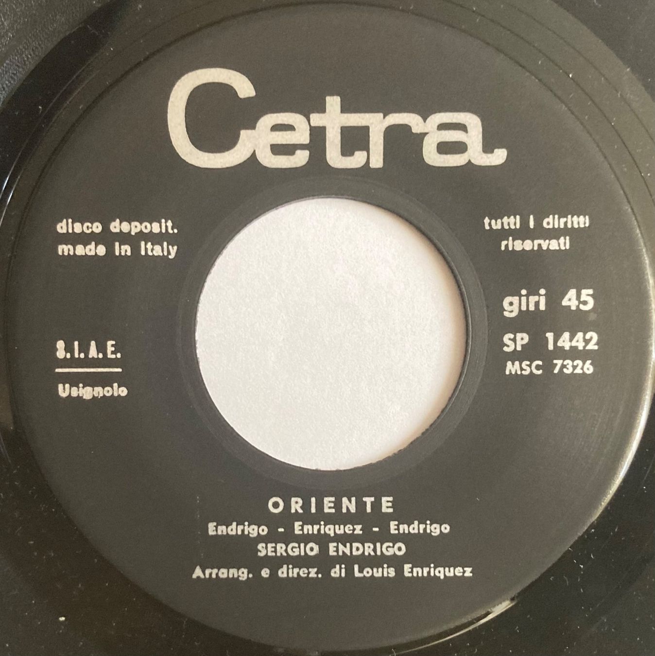 Schallplatten: ENDRIGO - ORIENTE – Gebraucht aus Poliez-Pittet von Newtown-Records 2