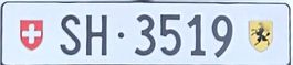 Zum Verkauf steht das  Auto-Kontrollschild SH3519