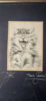 Gerahmtes Katzenbild, Originalzeichnung von Renata Snablova
