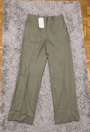 ZARA Hose aus Leinen, olivgrün, neu mit Etikett, Grösse M