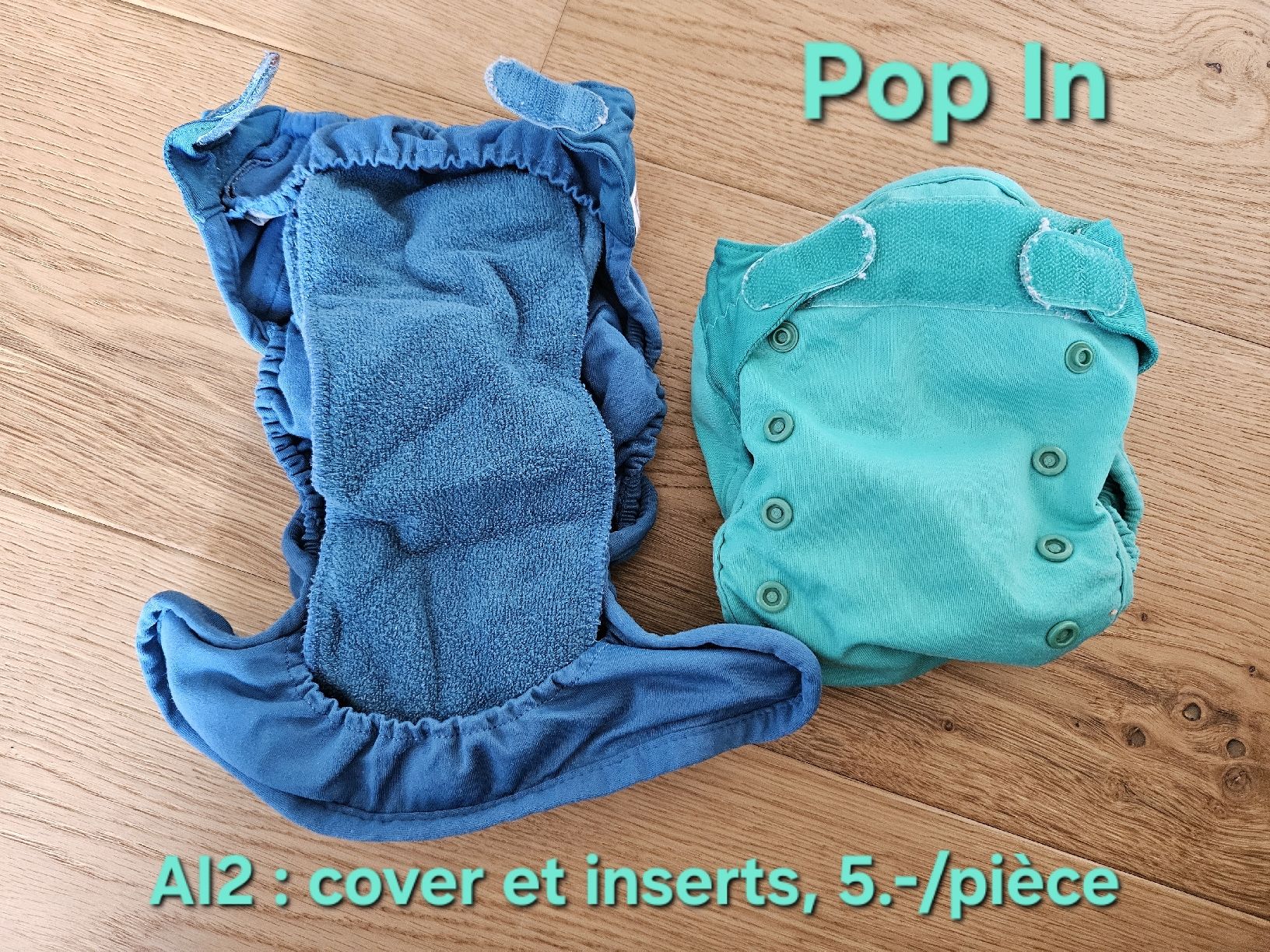Secchi per pannolini & Pannolini: Couches lavables AI2 (cover+inserts) – Usato da Middes venduto da pas_m56l