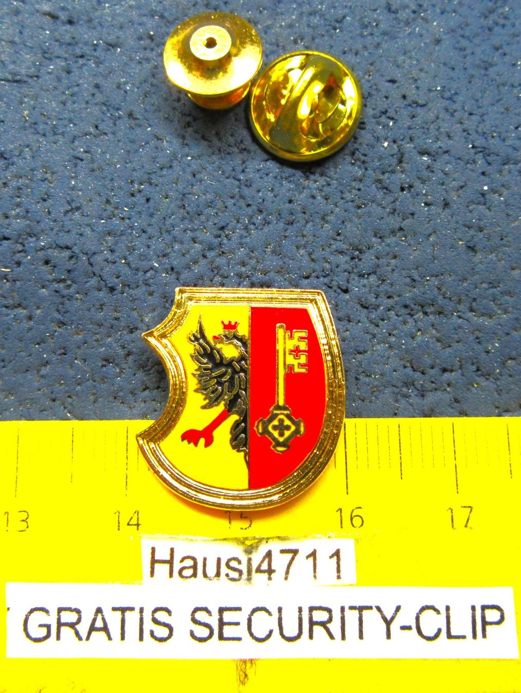Swiss Placchette & Badge: GENF KANTONS-WAPPEN PIN ENAMEL GOLDIG HISTO-DESIGN – Usato da Ettingen venduto da Hausi4711