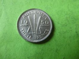 Australien 1950, 3 Pence - Silber