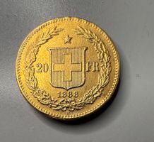 20 Fr. Helvetia 1888 – Cu/Ms – Vreneli / Sammlerstück R auf