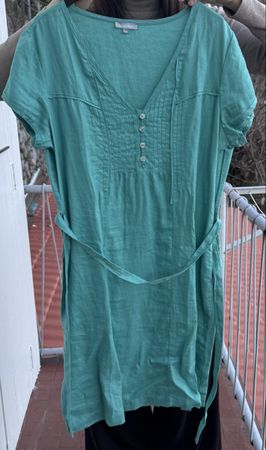 Vestito estivo in 100% lino turchese, taglia 40