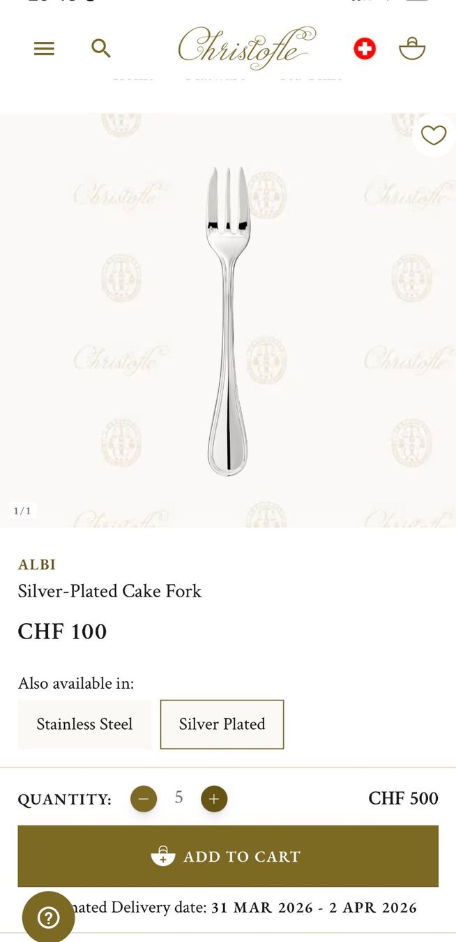 Christofle Set di posate: Christofle Albi 5 Dessert Forks – Nuovo (secondo la descrizione) da Herrliberg venduto da non_5qdb 2