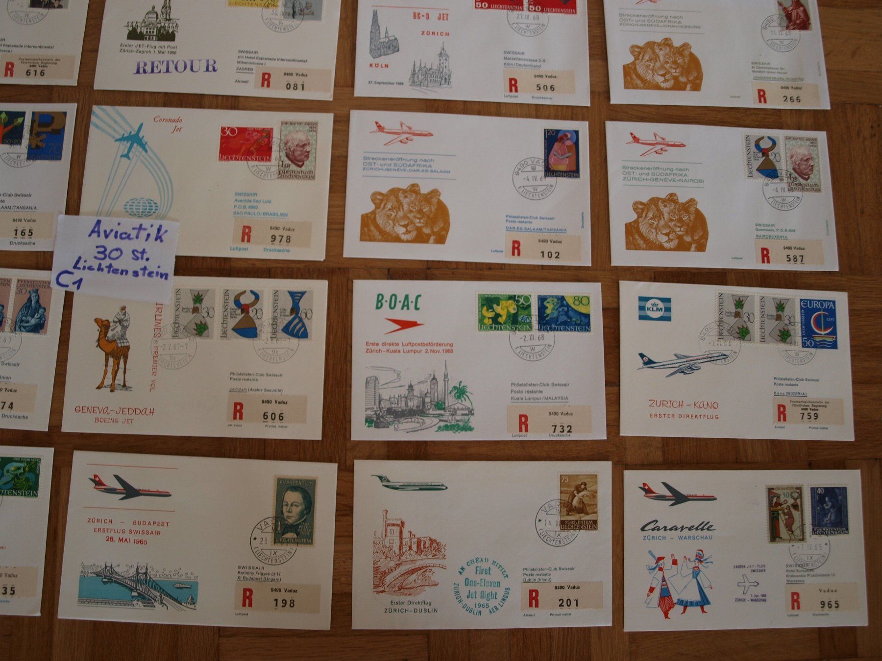 Tutti i francobolli: 30 Aviatik Briefe Lichtenstein gebraucht – Usato da Aarau venduto da Marcele0 4