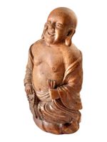 Sculpture ancienne Bouddha rieur en racine de bambou
