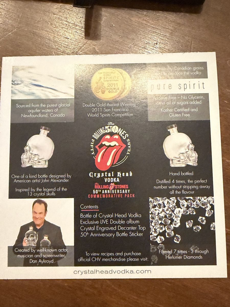 Bevande alcoliche: Crystal Head Vodka "Rolling Stones 50th Anniversary Limited – Nuovo e nell'imballaggio originale da Basel venduto da barracuda360 7