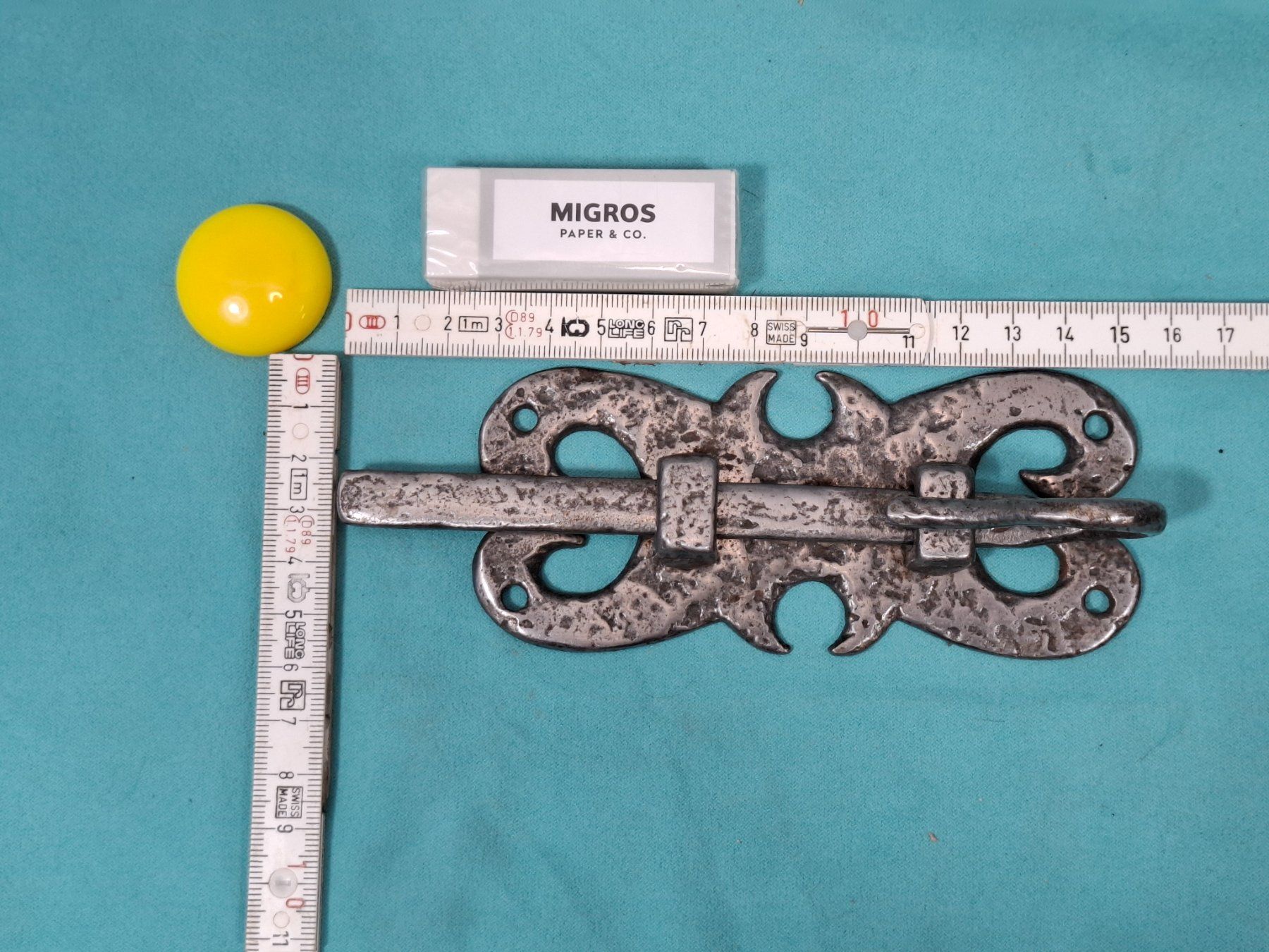 Schlösser: 1 schöner antiker Stossriegel 15.5cm, Eisen (4054#MBS3) – Gebraucht aus Baar von rocca268 8