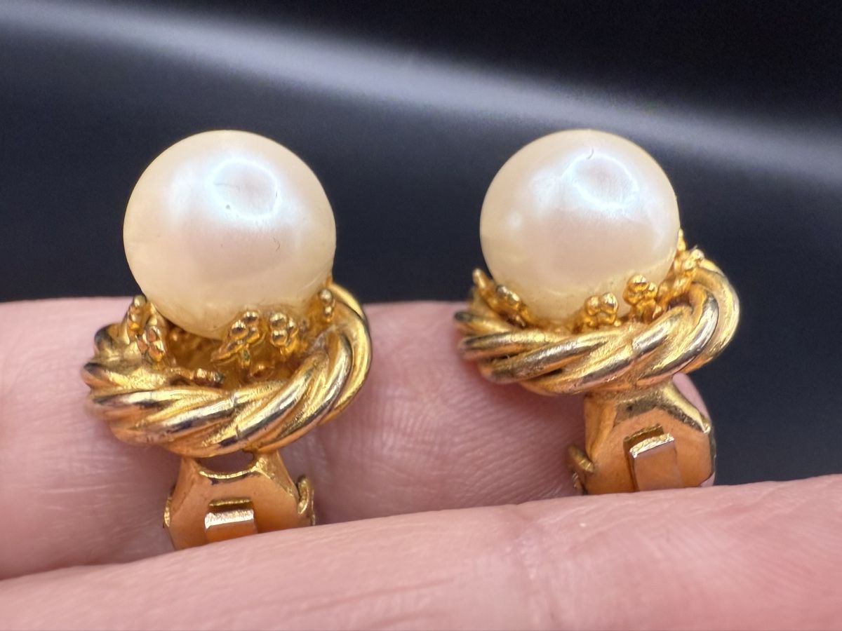 Orecchini pendenti & Orecchini a lobo: Vintage Goldfarbene Ohrringe mit Perlen, Clip – Usato da Lamone venduto da LaCantinaMagica 5
