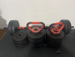 Hantelset mit Gewichten und Kettlebell Funktion