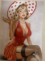 Sly: Sexy Red Pinup Girl,  limitiert & signiert 1/10