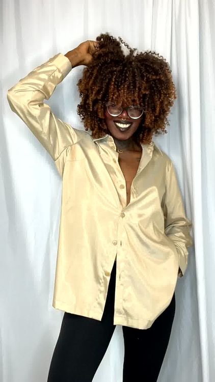 Chemise en satin - Doré - FEMME | H&M FR