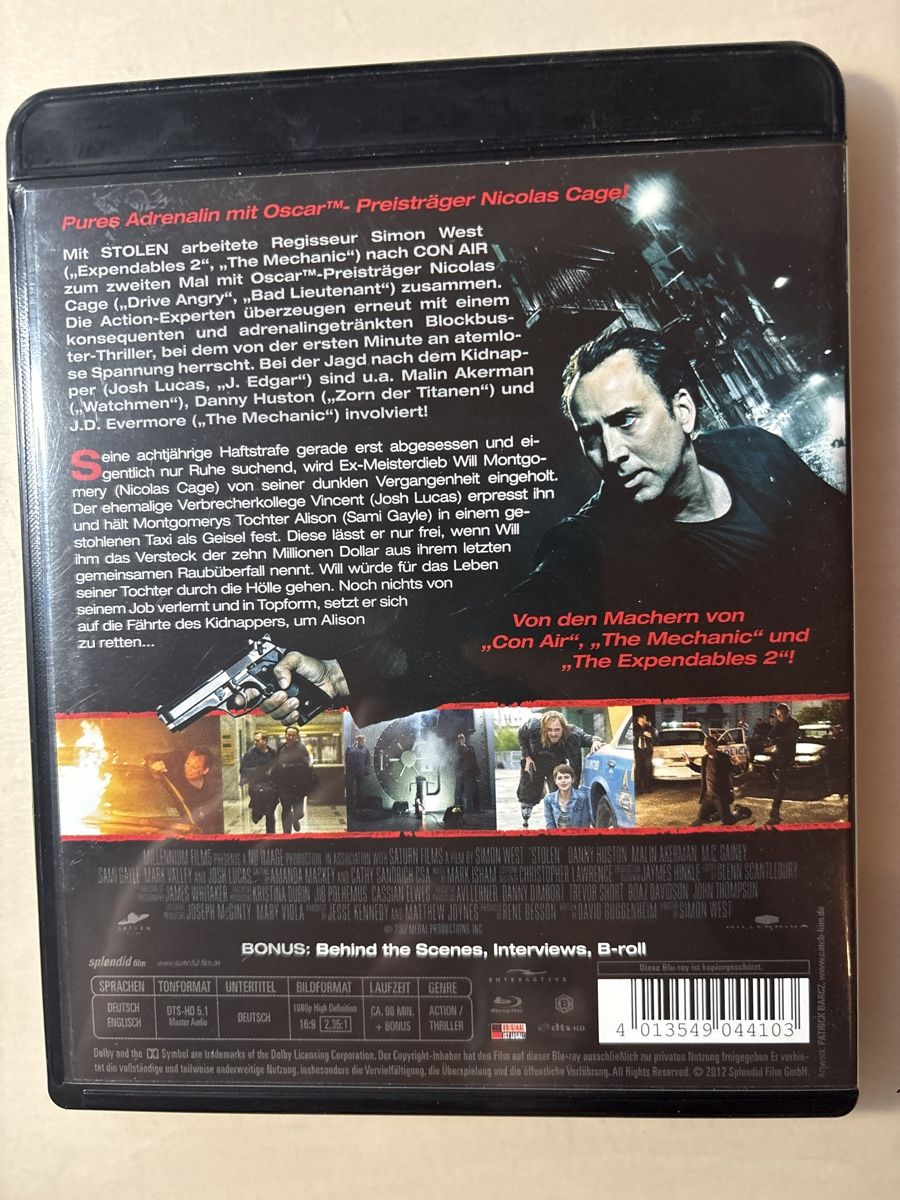 Tutti i DVDs: Nicolas Cage - Stolen - 12 Stunden - Blu-ray Disc - Action – Usato da Ruswil venduto da Slivio_ 1