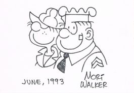 Mort Walker 1923-2018 Beetle Bailey signiert Sketch 10x15cm