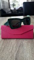 Sommer-Sonnenbrille, Grün gemustert, mit Etui, Top Zustand