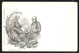 Litho Fürst Bismarck beim Vortrag und K