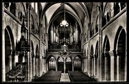 AK Basel, Münster, Innenansicht mit Orgel