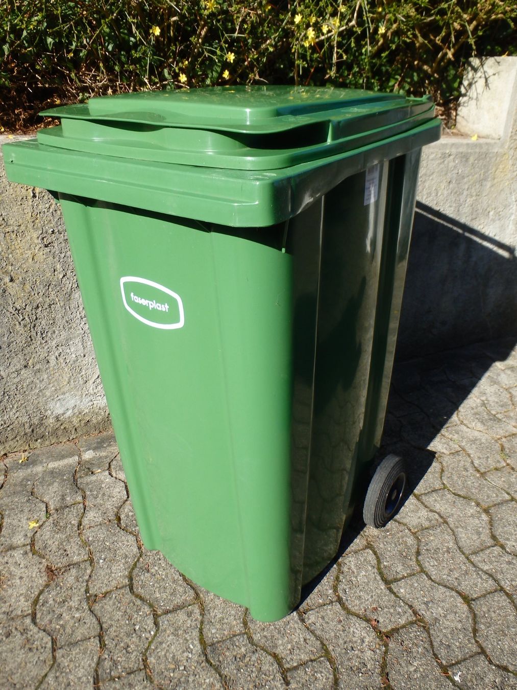 Banconi: Faserplast Grün Abfallcontainer/Mülltonne mit Rädern! – Usato da Schöfflisdorf venduto da pullux 1