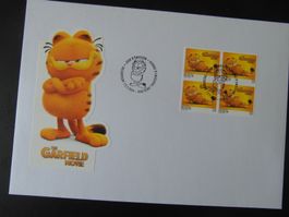 2024 Baby Garfield   Viererblock mit Ausgabetag Vollstempel