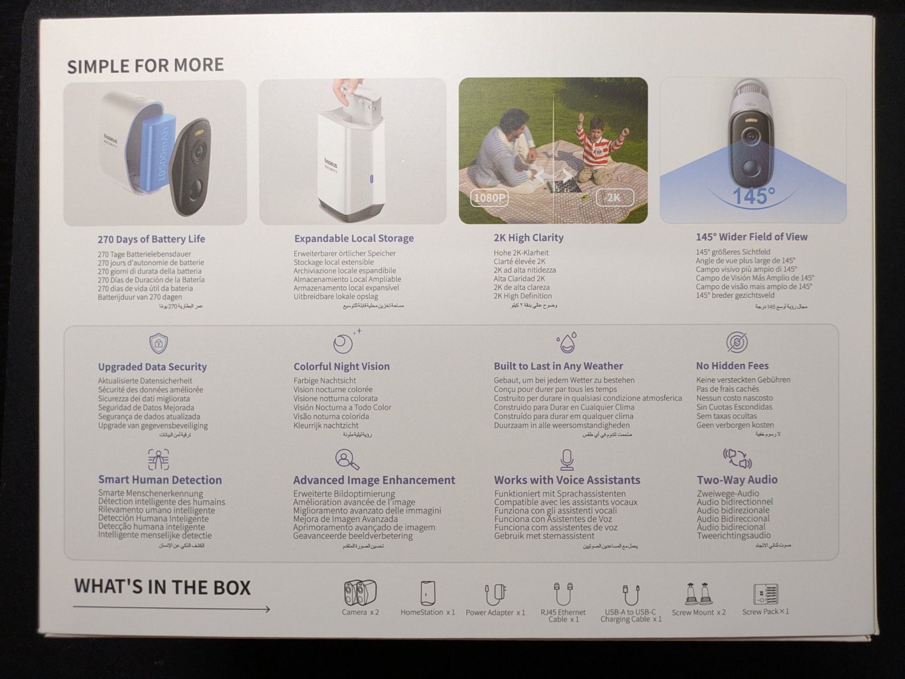 Sistemi d'allarme: Baseus Security N1 Plus Outdoor Camera 2K 2-Cam Kit – Nuovo e nell'imballaggio originale da Tannay venduto da v1n1p00h 2