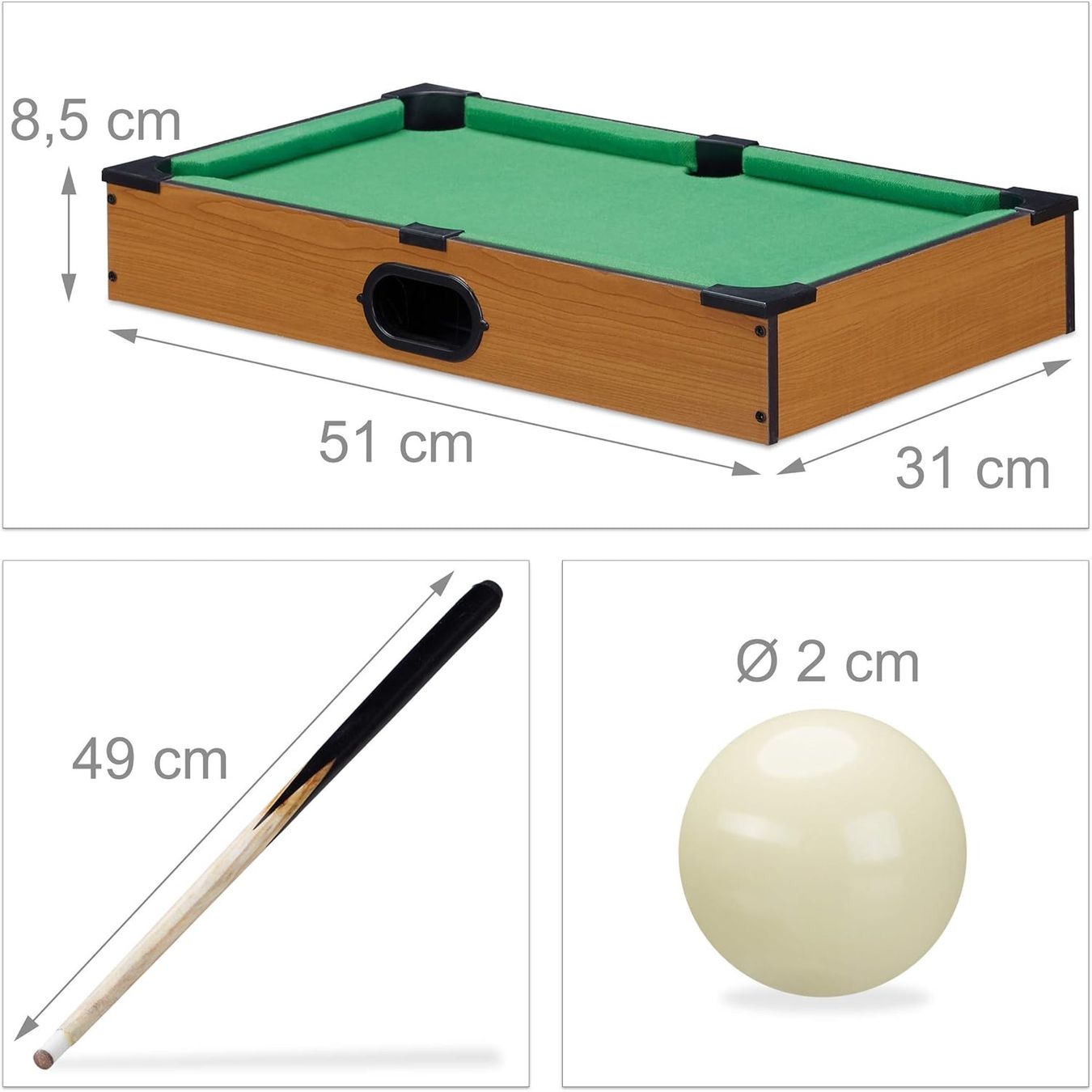 Billiardtische: Tischbillard, Billardtisch in Holz-Optik, mit 2 Queues – Neu und originalverpackt aus Bülach von StoreInShop.com 2