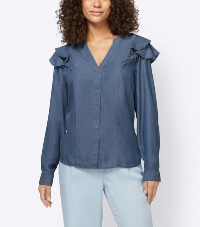Trendige Jeans- Bluse 38 Linea Tesini Brustweite ca.53cm NEU