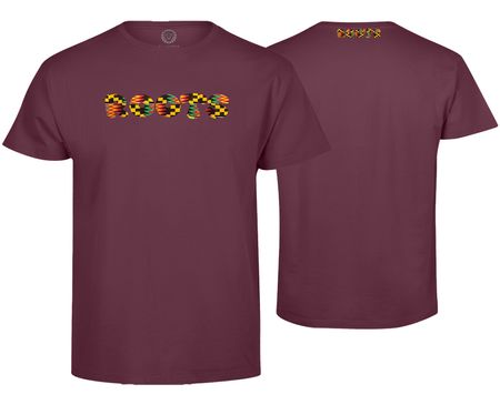 Roots Premium Tshirt mit Kente - Weinrot