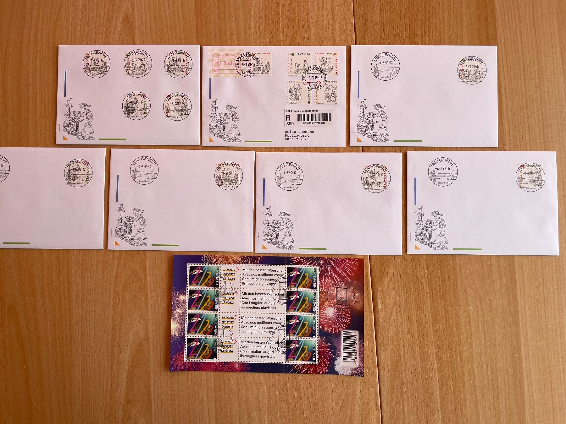 Alle Briefmarken: 9.3.99 GENEVE série complète, rare ! – Gebraucht aus Sonceboz-Sombeval von Comment2