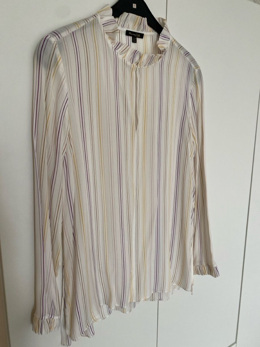 Massimo Dutti Camicette: Massimo Dutti striped ruffle neck blouse size 38, perfect fo – Nuovo (secondo la descrizione) da Herrliberg venduto da non_5qdb