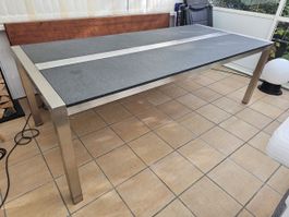 Pfister Granittisch 220 × 100cm Edelstahlgestell sehr robust