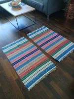 New! Wool 2x striped rugs, cotton, 106x65cm - never used!