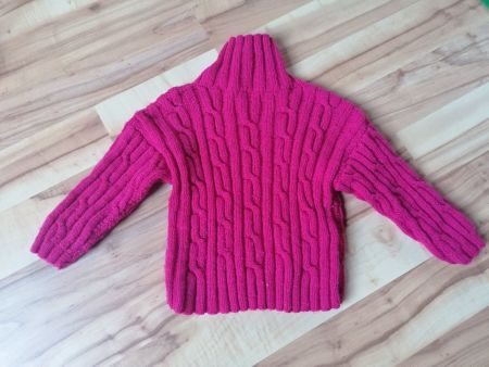 Kuschelig warmer Wollpullover pink handgemacht (ca. 4 Jahre)