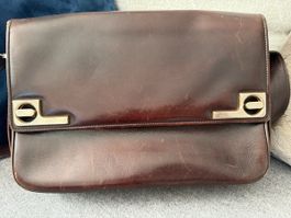 Sac vintage en cuir marron foncé