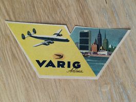 Alte Litho Gepäck Vignette / VARIG Airlines ca. 1950