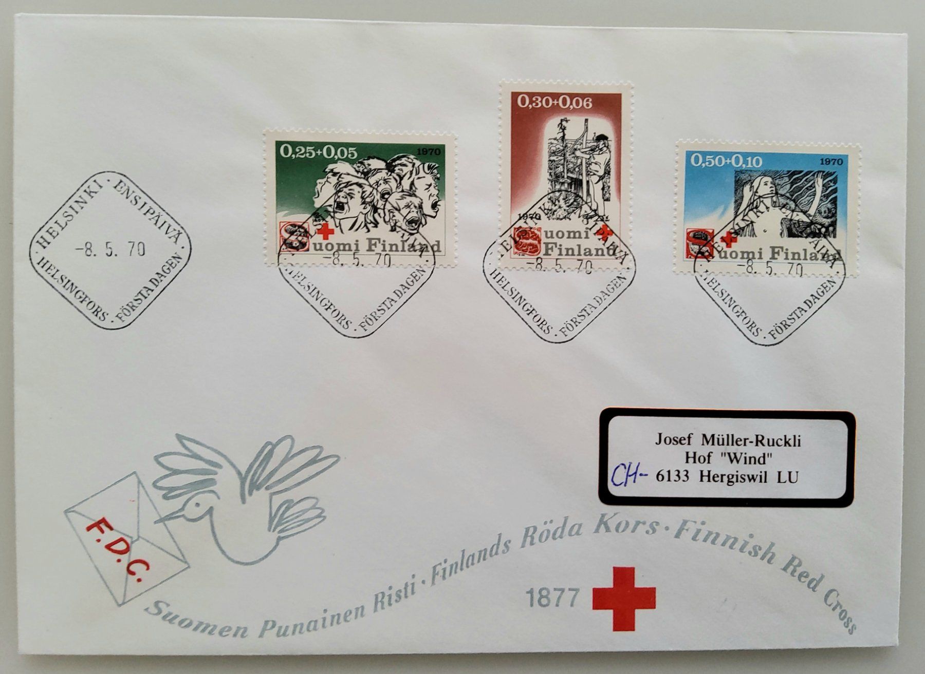 Tutti i francobolli: Finnland Rotes Kreuz 1970, FDC – Usato da Buchrain venduto da mue_kru