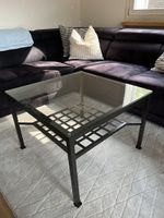 Wohnzimmertisch quadratisch Metall Glas schwarz gebraucht