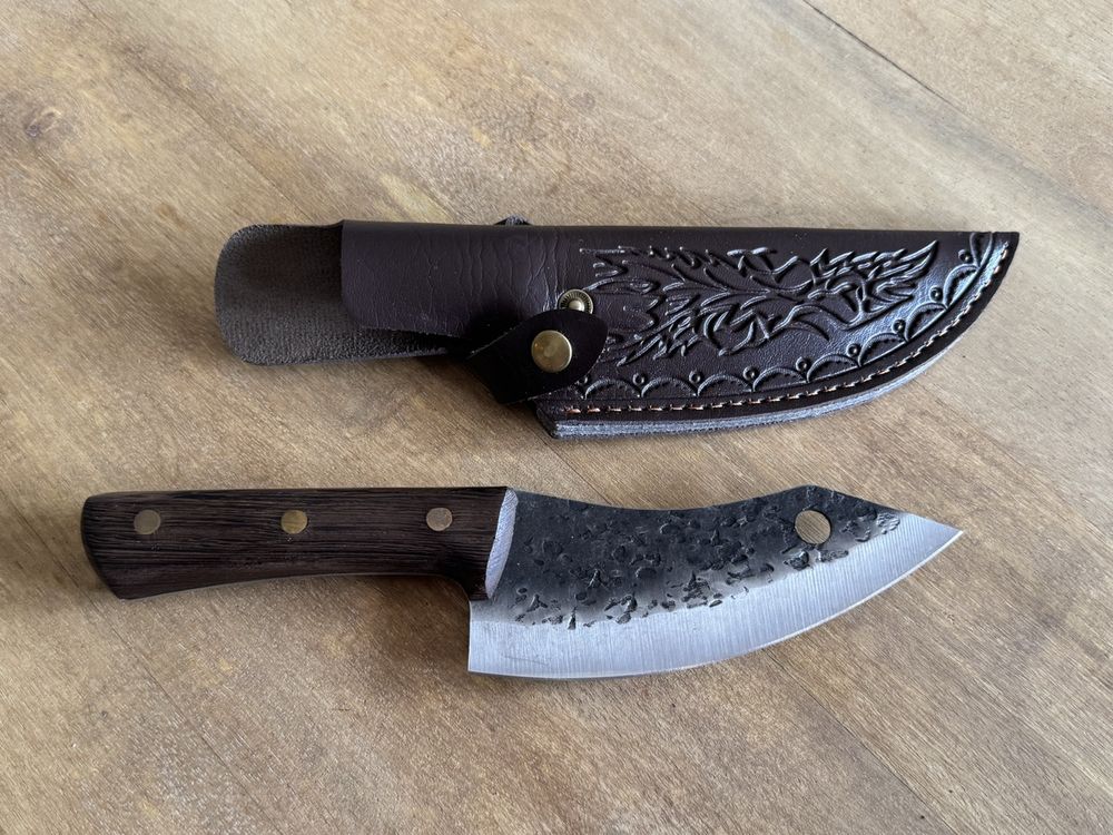 Coltello Artigianale Lama Fissa In Acciaio Balestra C70 – Manico Palissandro – Caccia E BUSHCRAFT