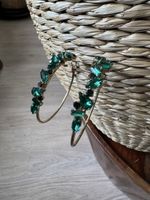 Schmuck-Ohrringe Creolen Hoops mit grünen / türkisen Steinen
