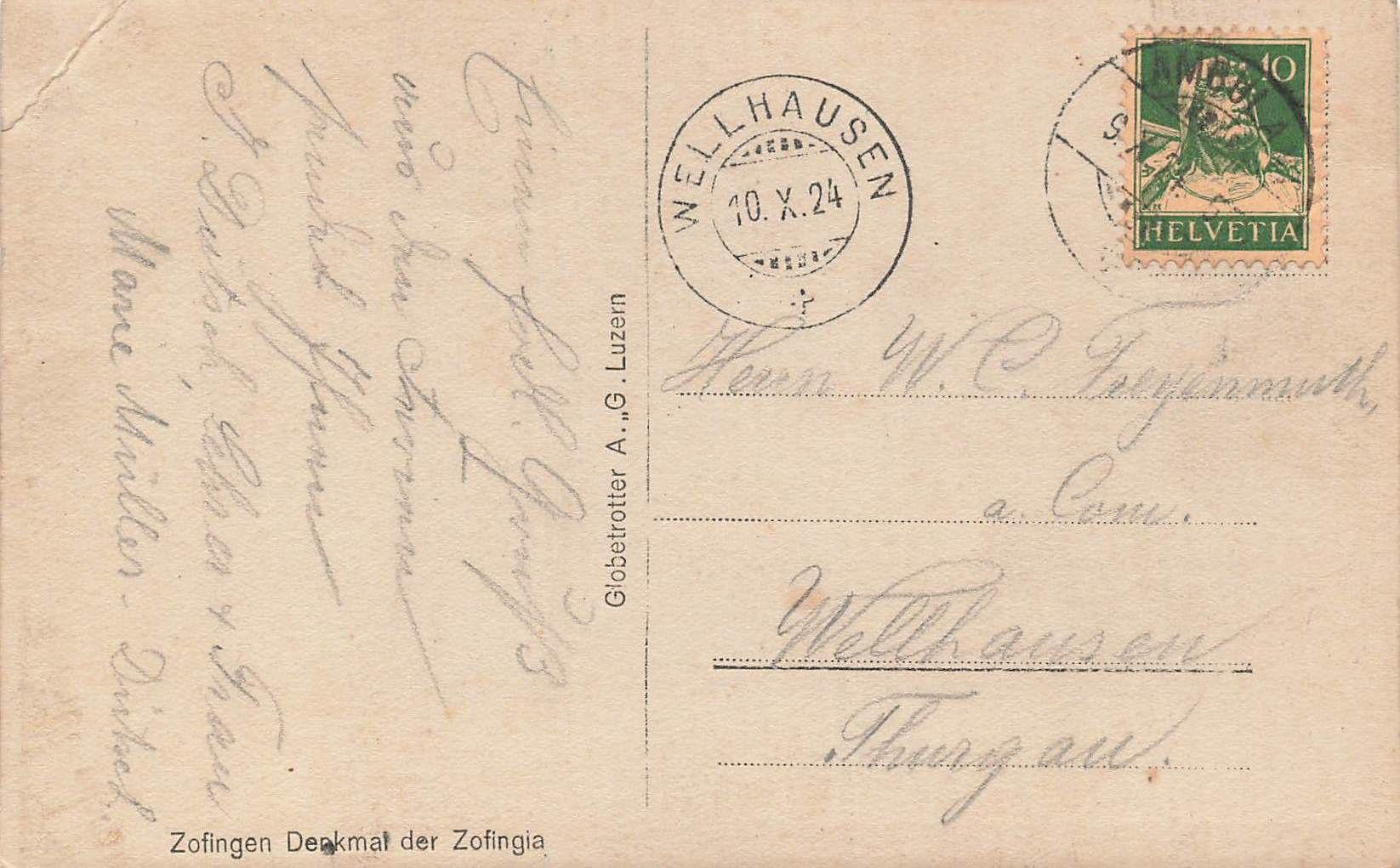 Cartoline postali: Zofingia – Usato da Biasca venduto da Blenio71 1