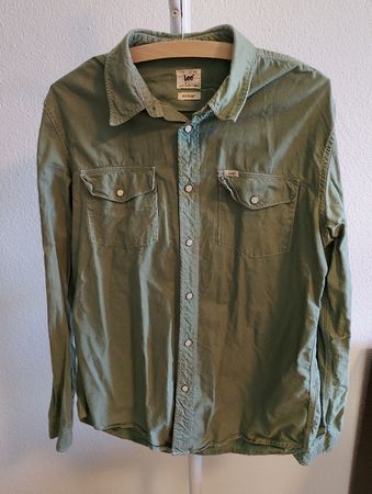 Herren Hemd Lee Western Style Baumwolle gruen Groesse L