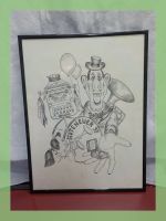 Karikatur Zeichnung Fasnacht Lozärn 1992, gerahmt