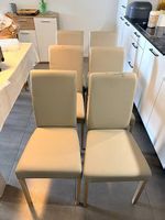 Lot de 6 chaises de salle à manger beige en similicuir