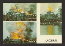 Brand Bahnhof Luzern 1971 Postkarte wie NEU Ereignis Karte