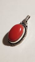 Schöner Boho Anhänger herrlicher Cabochon Korallen-Rot NEU