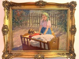 Tableau à l'huile hongroise - signée, avec cadre dorée
