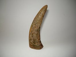 CHINA, GRAVIERTE HORNSPITZE. ASIATIATISCHE KUNST, VINTAGE